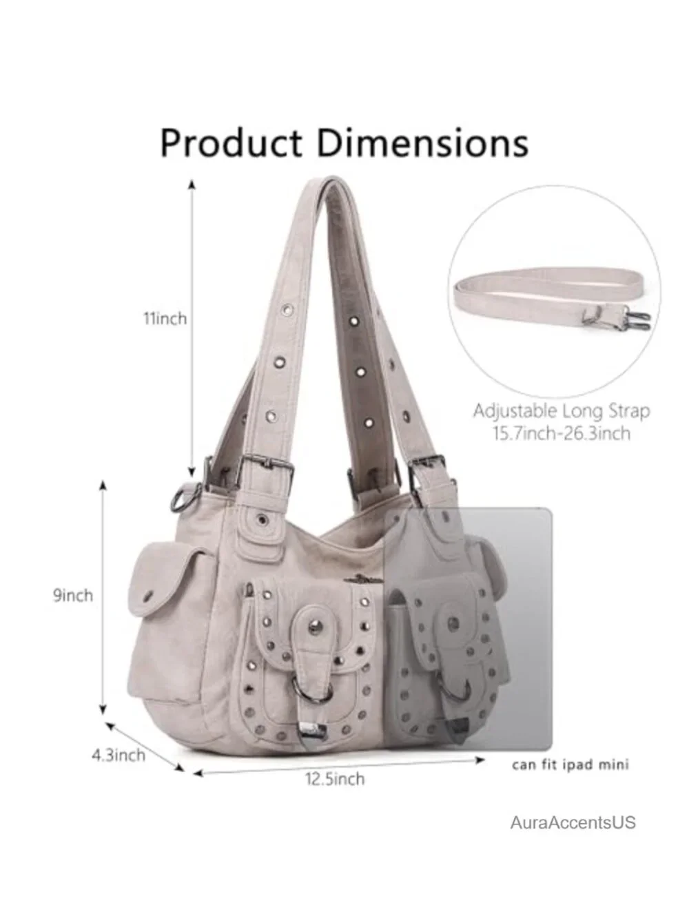 Vegan Leather Hobo Bag Multi Pocket Y2K Tote Shoulder Purse